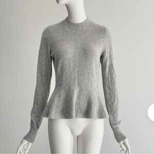 Veronica Beard Light Gray Peplum Sweater